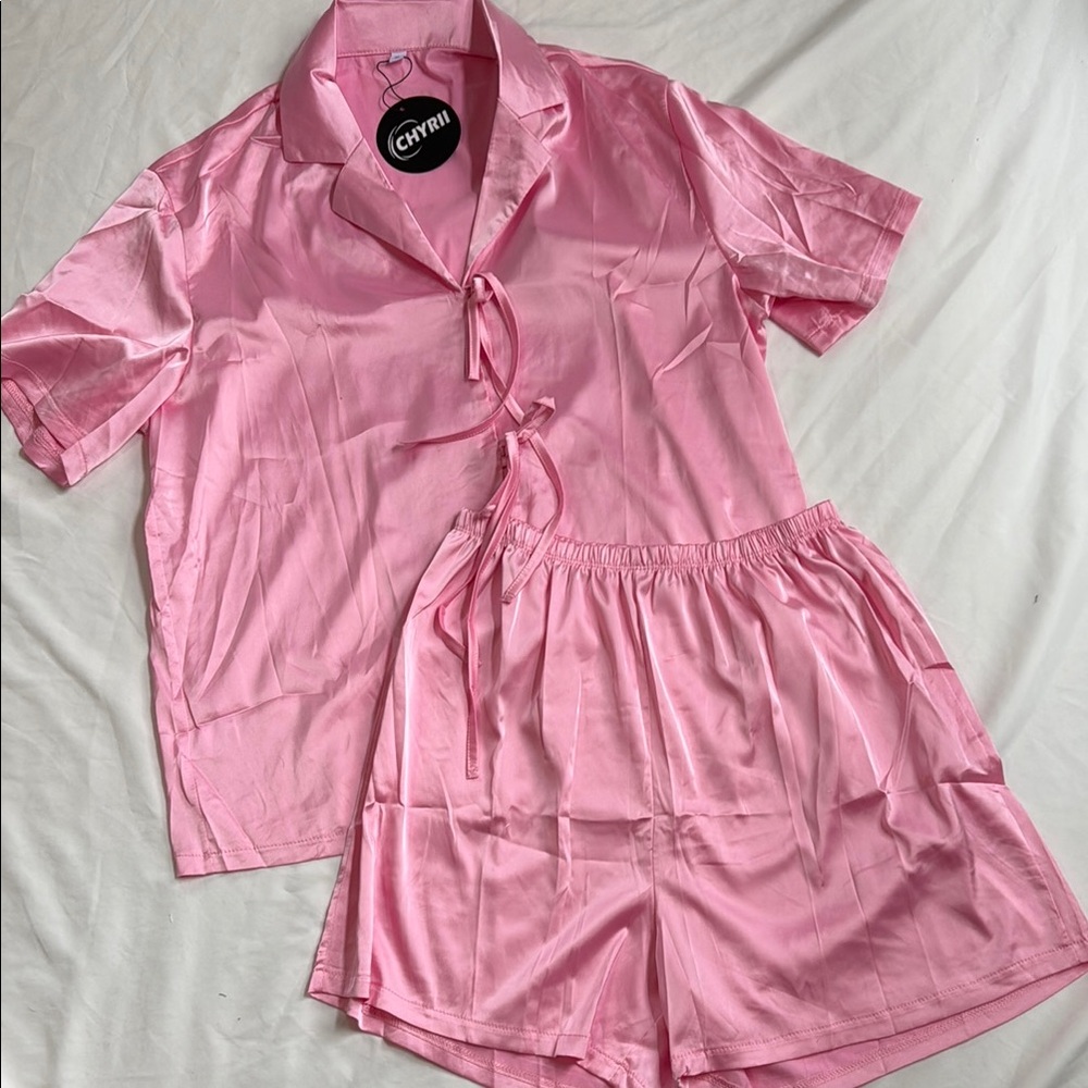 Pink Satin Pajama Set